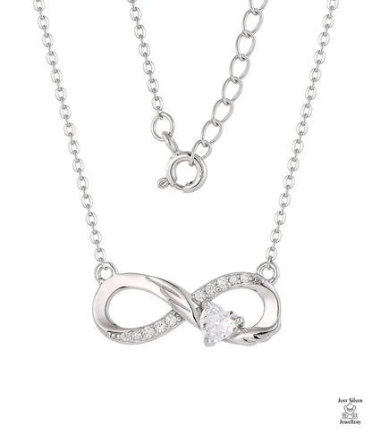 Silver Natural Zircon Infinity Necklace Just Silver Jewellery