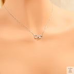 Silver Natural Zircon Infinity Necklace Just Silver Jewellery