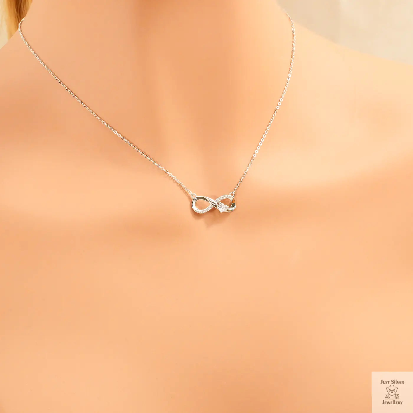 Silver Natural Zircon Infinity Necklace