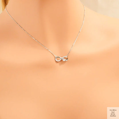 Silver Natural Zircon Infinity Necklace