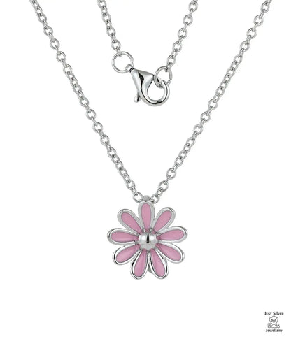 Silver Daisy Flower Necklace Just Silver Jewellery