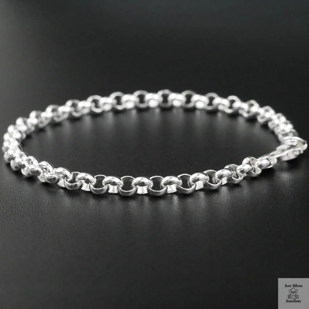 Silver bracelet on a black background