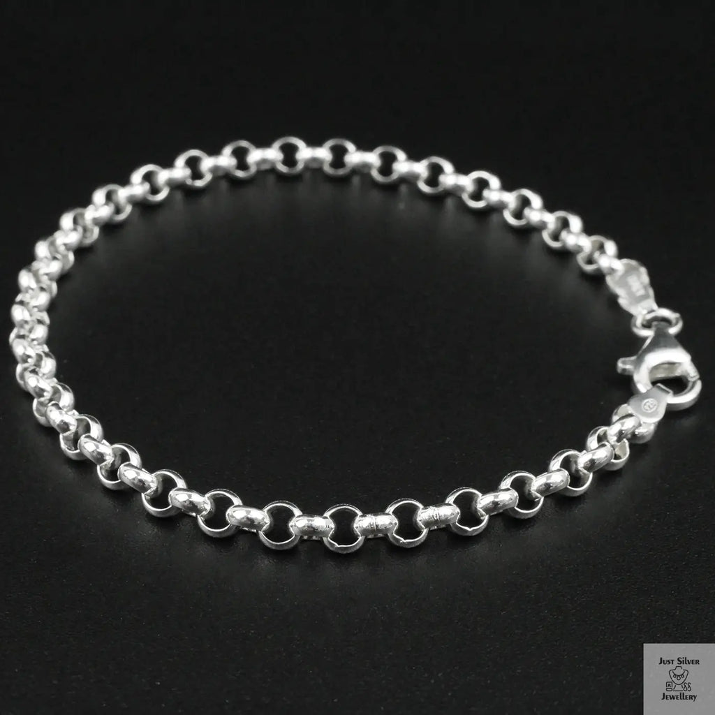 Silver bracelet on a black background