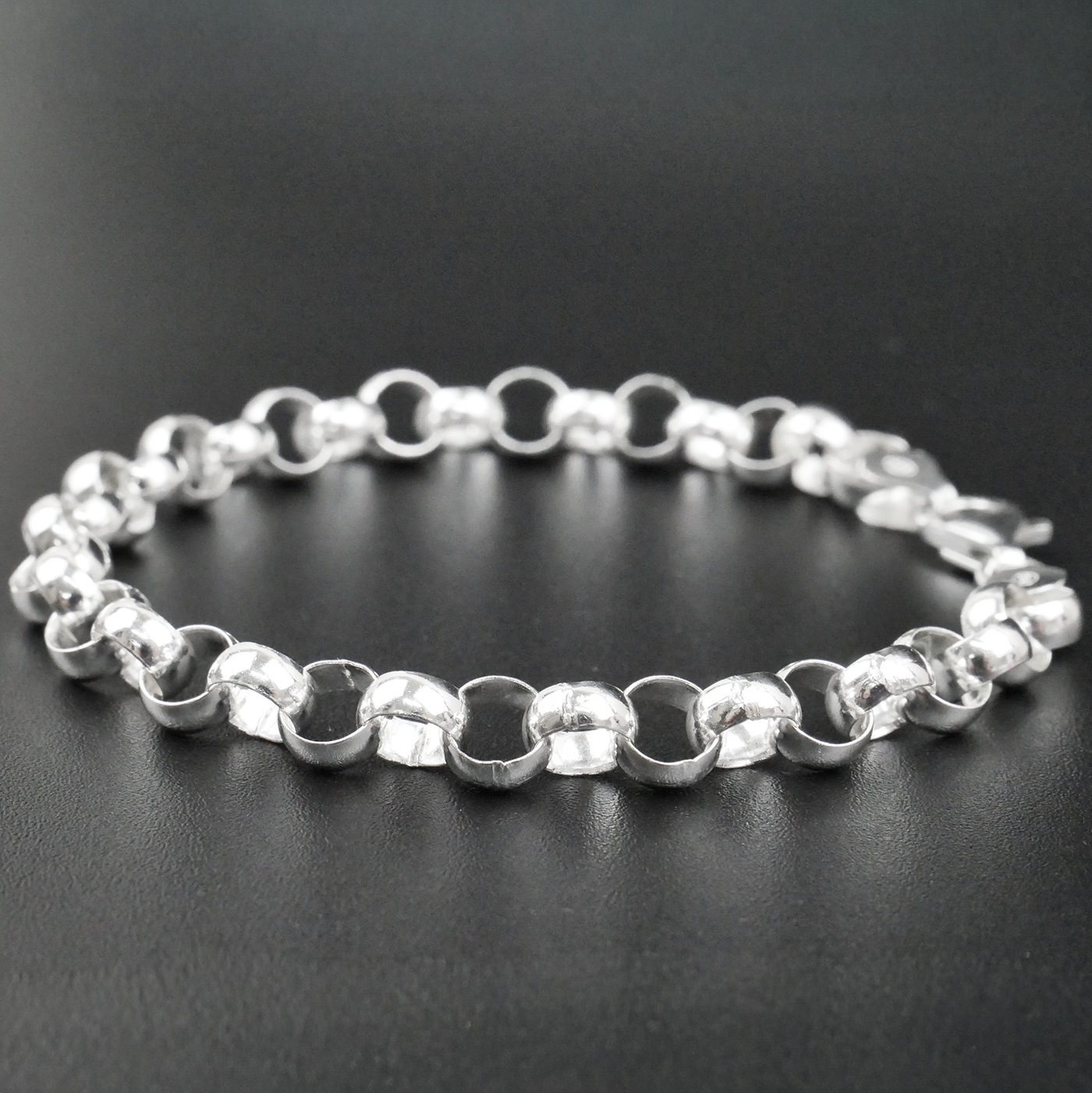 Solid Sterling Silver Rolo Bracelet (6.4mm)