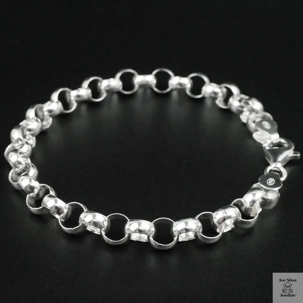 Silver bracelet on a black background