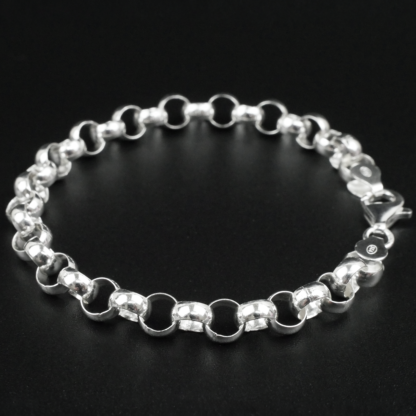 Solid Sterling Silver Rolo Bracelet (6.4mm)
