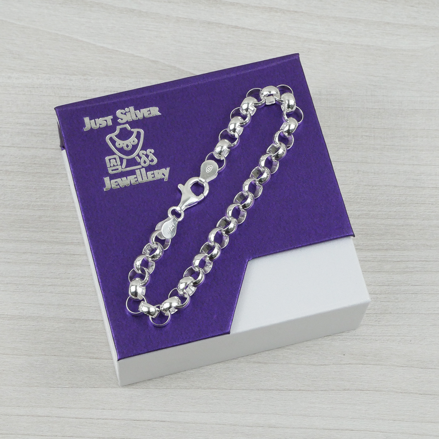 Solid Sterling Silver Rolo Bracelet (6.4mm)