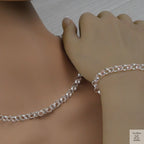 Silver Belcher/Rolo chain necklace and bracelet on a mannequin