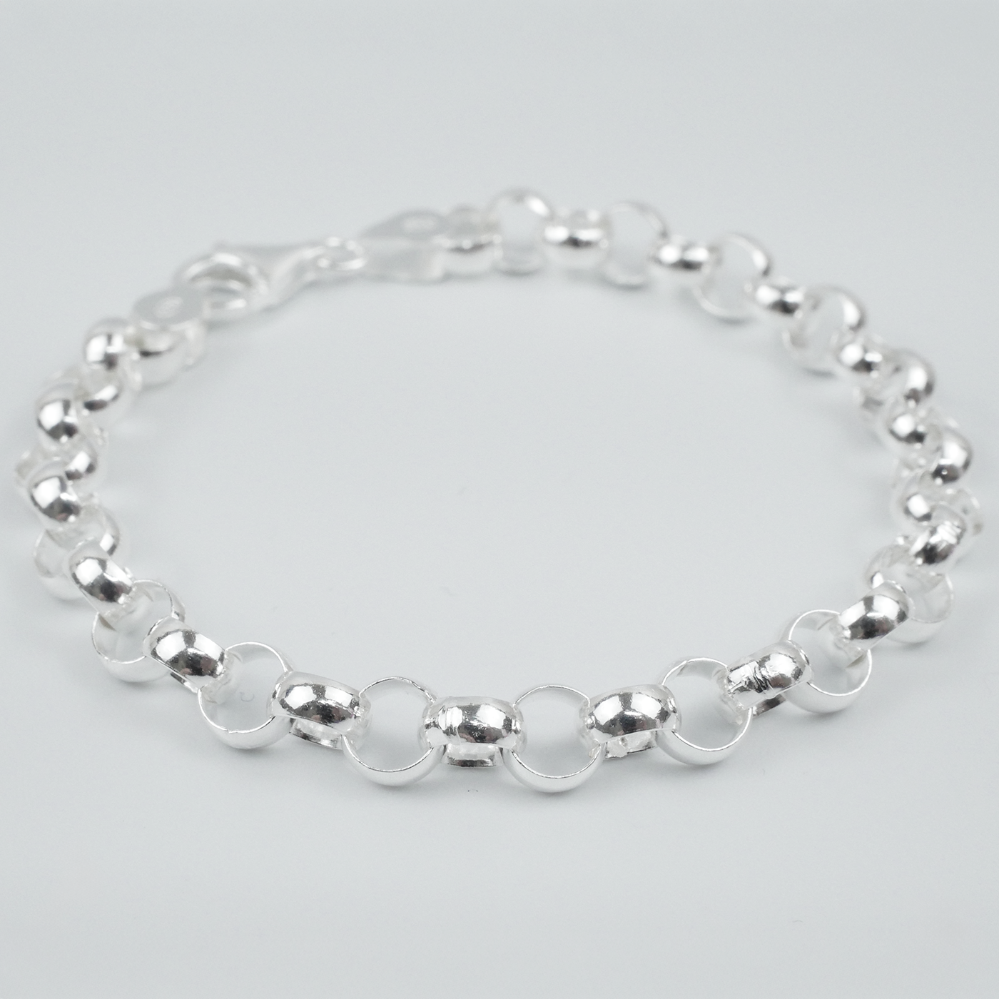Solid Sterling Silver Rolo Bracelet (6.4mm)