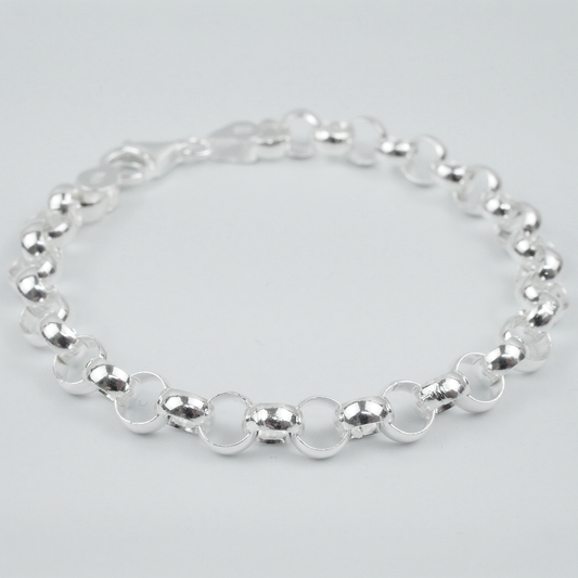 Solid Sterling Silver Rolo Bracelet (6.4mm)