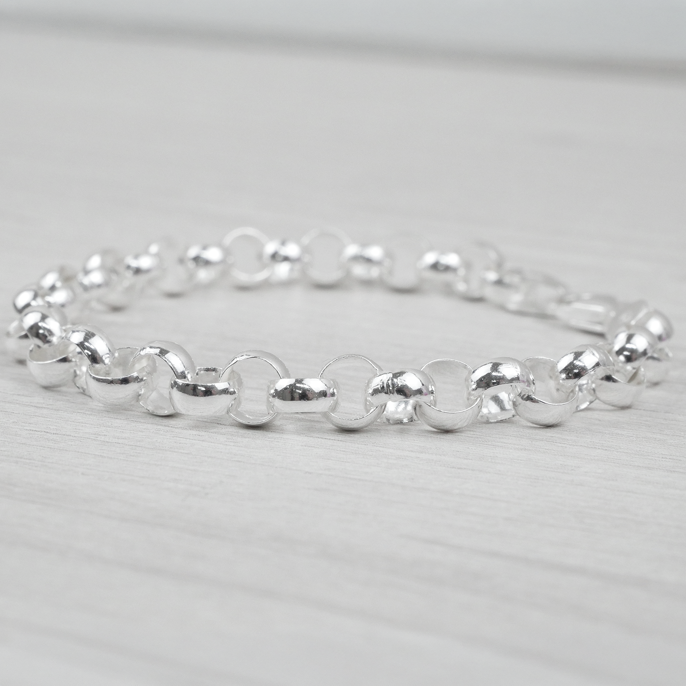 Solid Sterling Silver Rolo Bracelet (6.4mm)