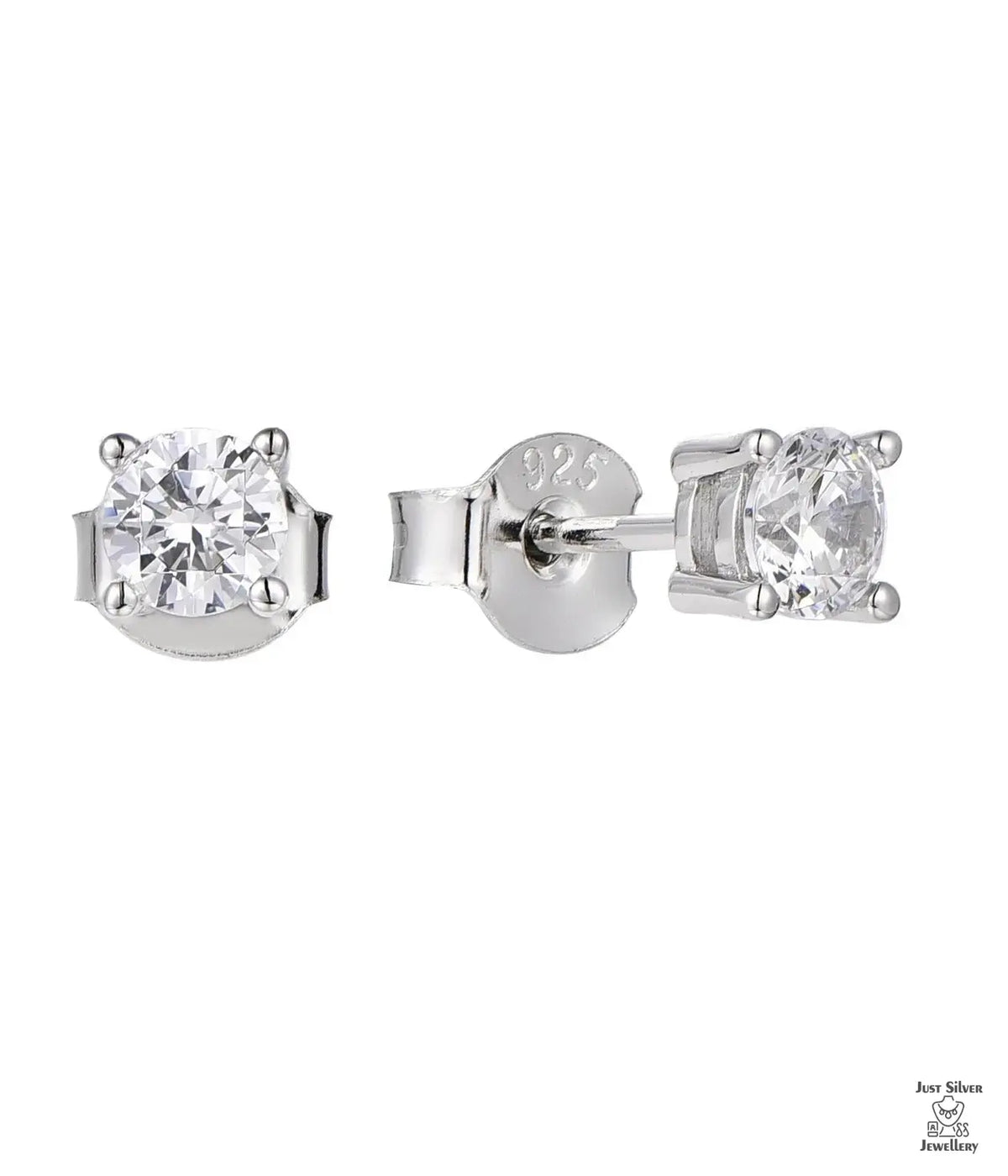 Silver Solitaire Natural Zircon Earring Just Silver Jewellery