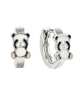 Panda-shaped hoop earrings on a white background