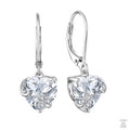 Heart-shaped natural zircon earrings on a white background