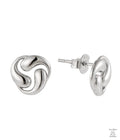 Pair of silver earrings on a white background
