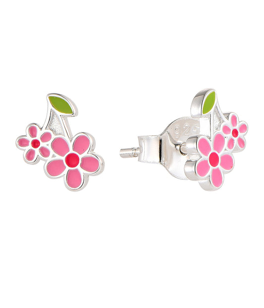 Flower-shaped earrings on a white background