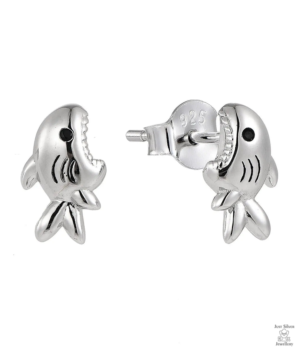 Silver 'Biting Shark' Earring Just Silver Jewellery
