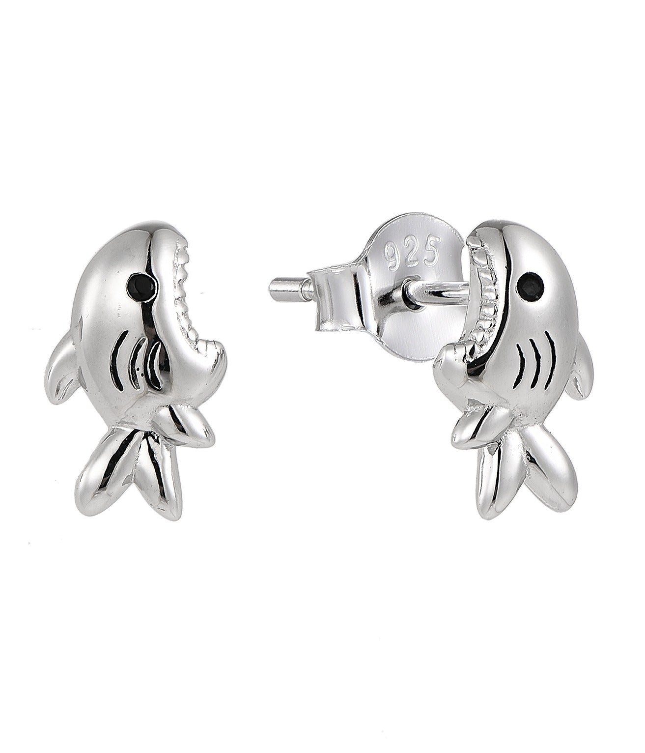 Silver 'Biting Shark' Earring