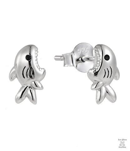 Silver 'Biting Shark' Earring Just Silver Jewellery