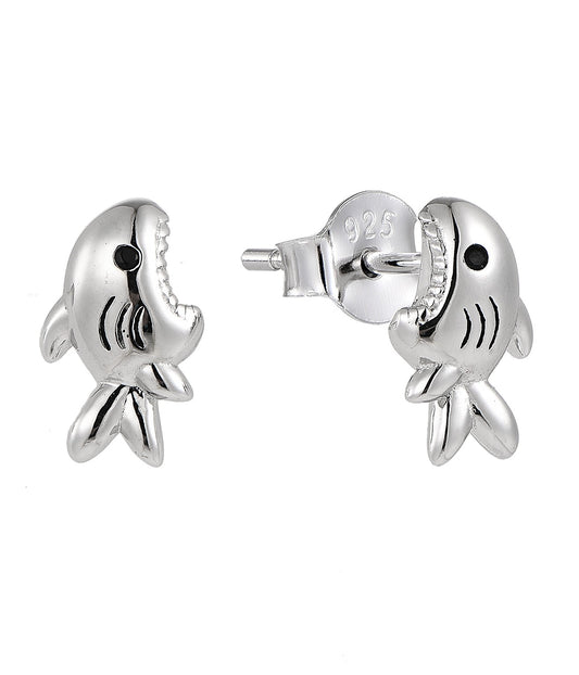 Silver 'Biting Shark' Earring