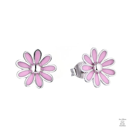Silver Pink Daisy Flower Collection Just Silver Jewellery
