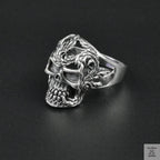 Silver Bold "Skull & Feather" Gents Ring Just Silver Jewellery