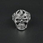Silver Bold "Skull & Feather" Gents Ring Just Silver Jewellery