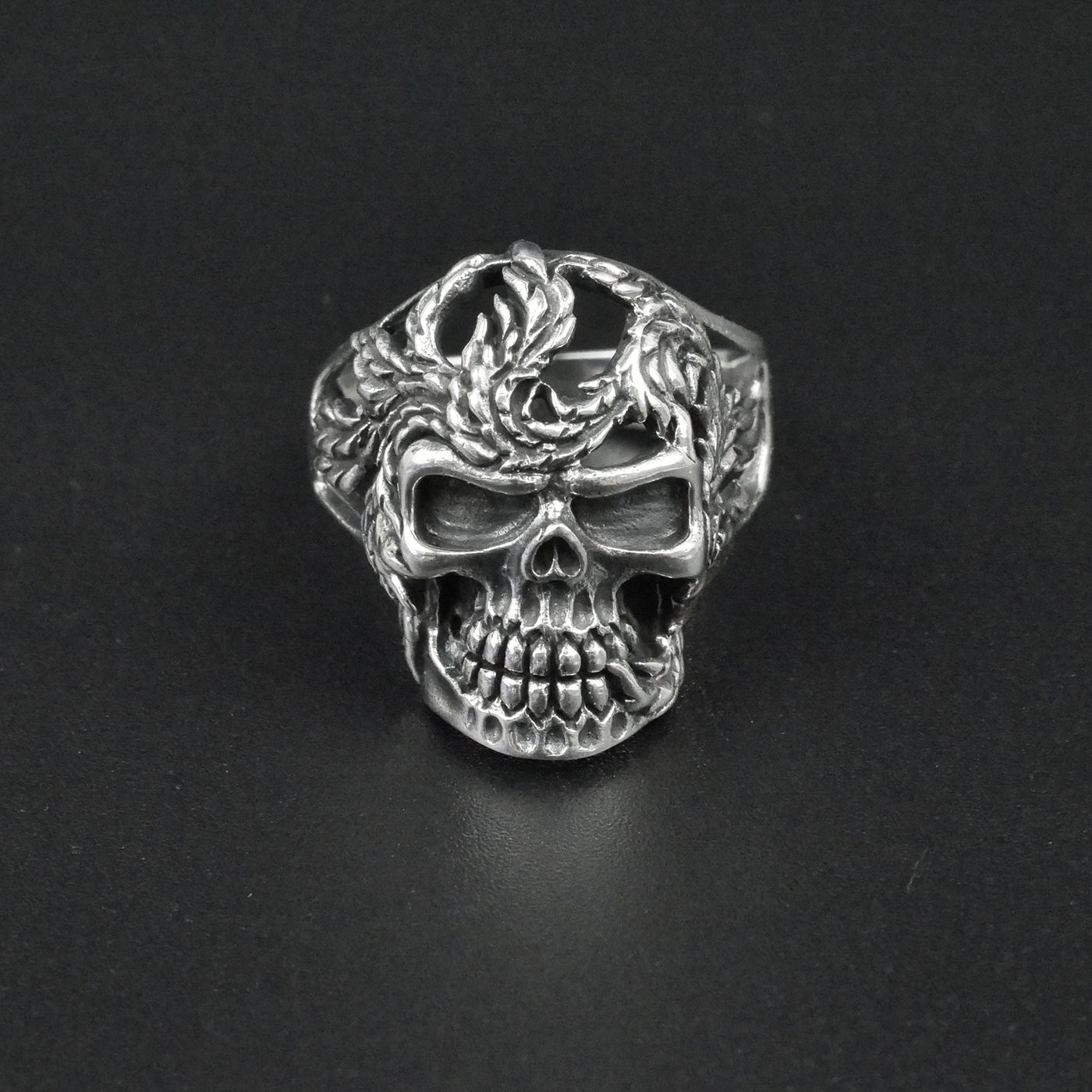 Silver "Skull & Feather" Gents Ring