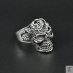 Silver Bold "Skull & Feather" Gents Ring Just Silver Jewellery