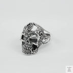 Silver Bold "Skull & Feather" Gents Ring Just Silver Jewellery