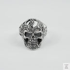 Silver Bold "Skull & Feather" Gents Ring Just Silver Jewellery