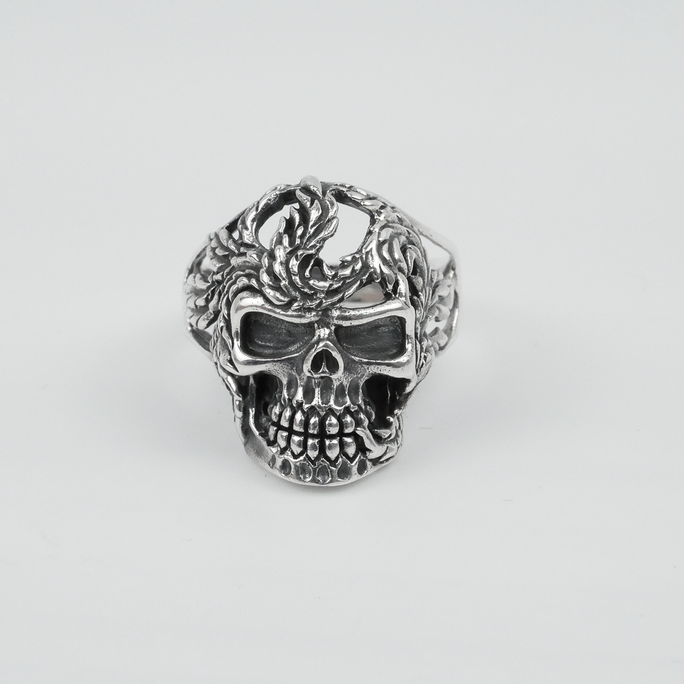 Silver "Skull & Feather" Gents Ring