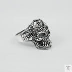 Silver Bold "Skull & Feather" Gents Ring Just Silver Jewellery