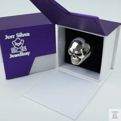 Silver Bold "Happy Skull" Gents Ring Just Silver Jewellery