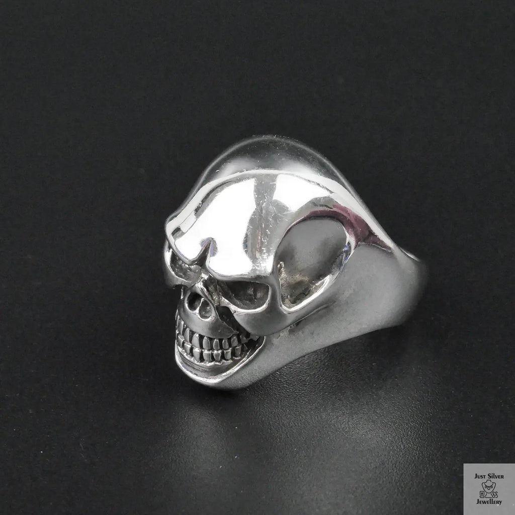 Silver Bold "Happy Skull" Gents Ring Just Silver Jewellery