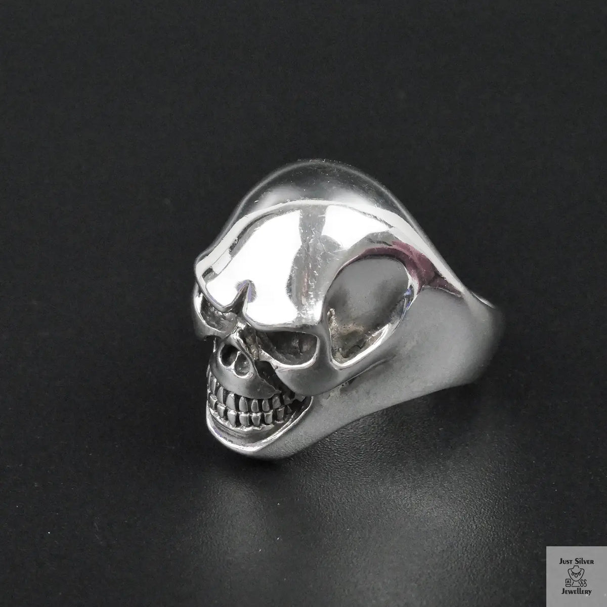 Silver Bold "Happy Skull" Gents Ring Just Silver Jewellery