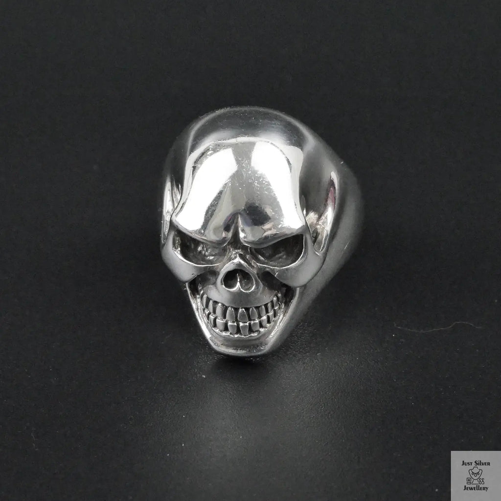 Silver Bold "Happy Skull" Gents Ring Just Silver Jewellery