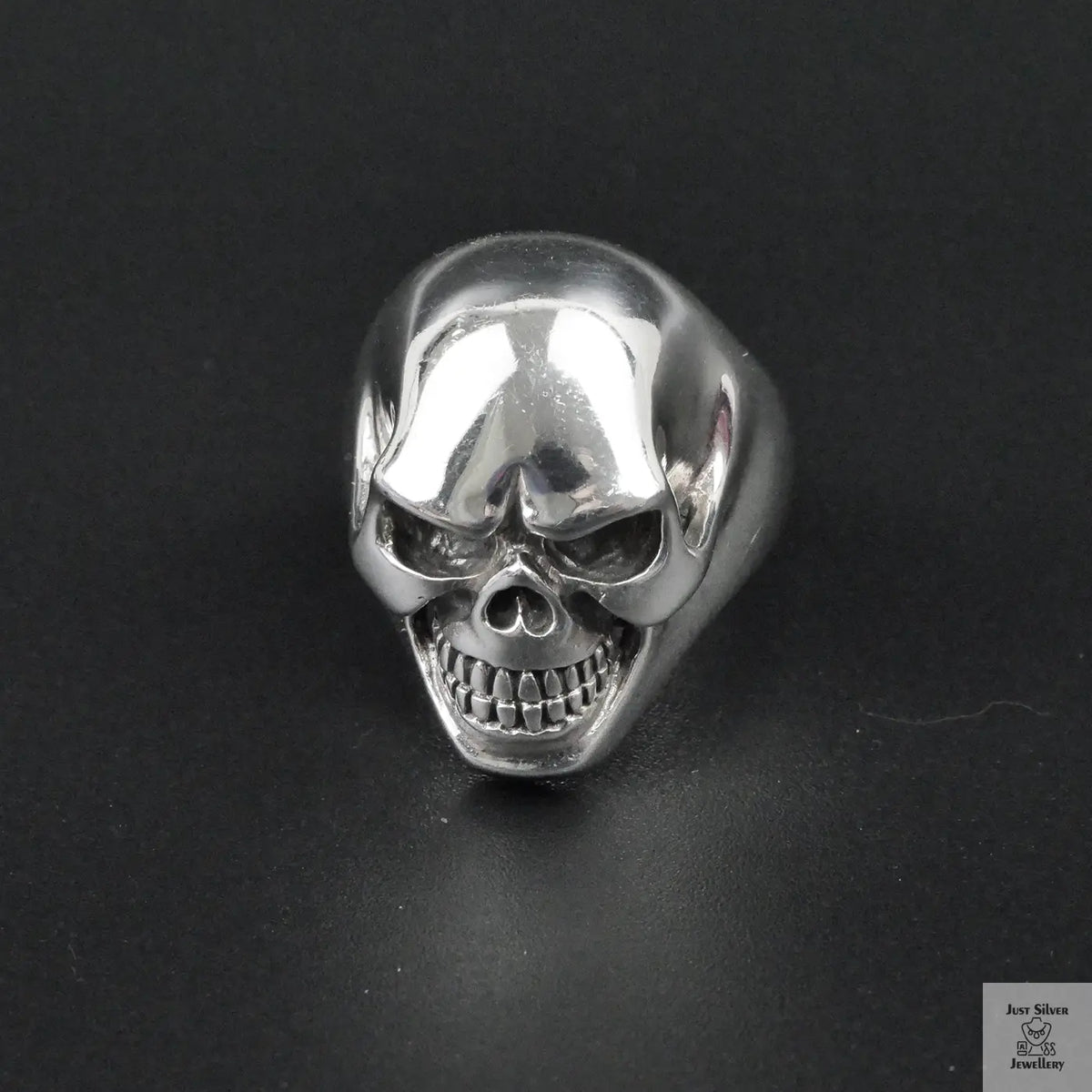 Silver Bold "Happy Skull" Gents Ring Just Silver Jewellery