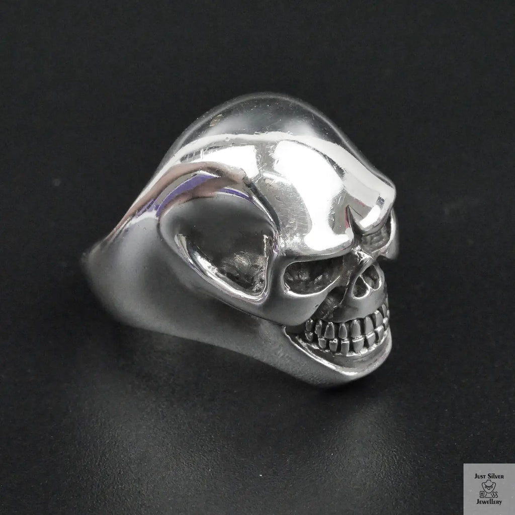 Silver Bold "Happy Skull" Gents Ring Just Silver Jewellery