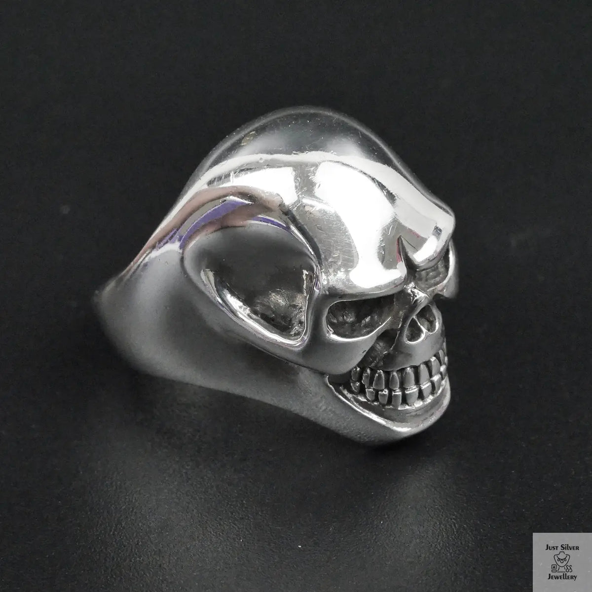 Silver Bold "Happy Skull" Gents Ring Just Silver Jewellery