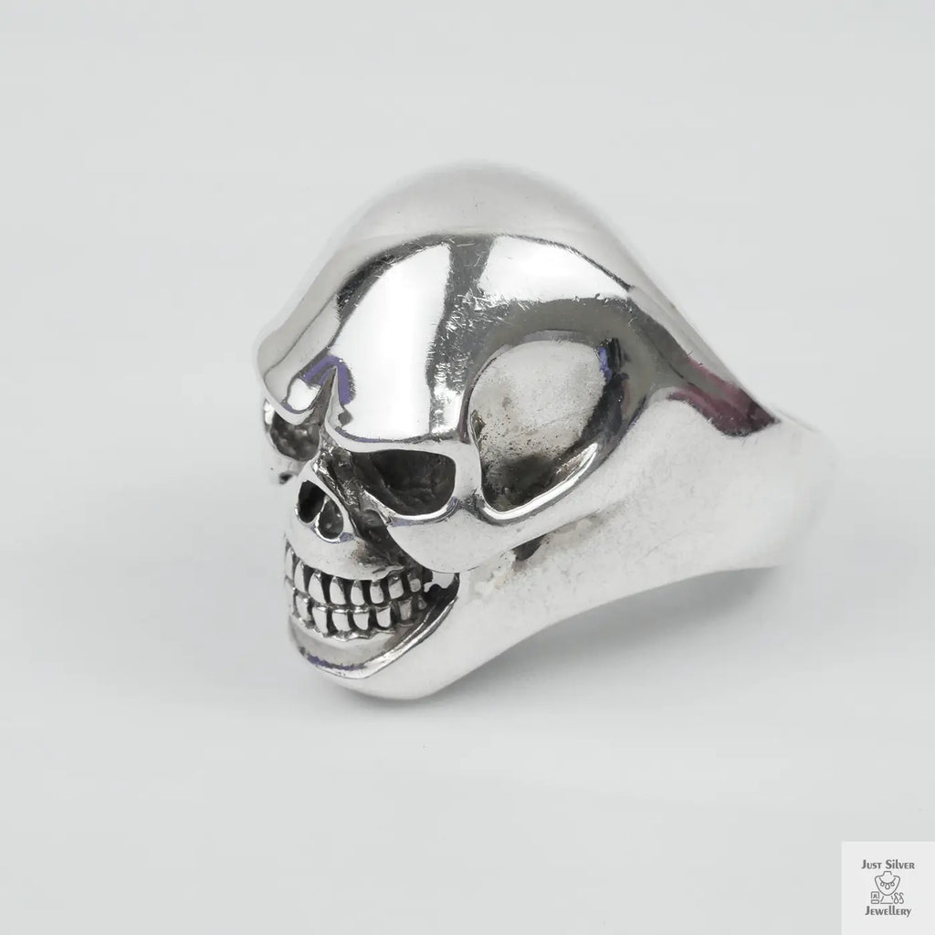 Silver Bold "Happy Skull" Gents Ring Just Silver Jewellery