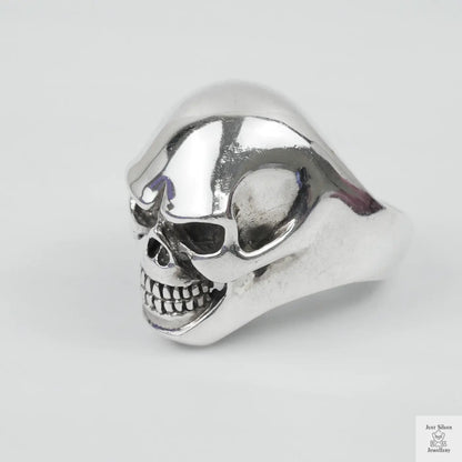 Silver Bold "Happy Skull" Gents Ring Just Silver Jewellery