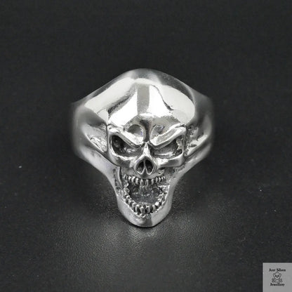 Silver Bold "Shouting Skull" Gents Ring Just Silver Jewellery
