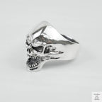 Silver Bold "Shouting Skull" Gents Ring Just Silver Jewellery