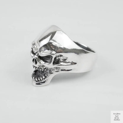 Silver Bold "Shouting Skull" Gents Ring Just Silver Jewellery