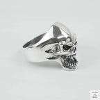 Silver Bold "Shouting Skull" Gents Ring Just Silver Jewellery
