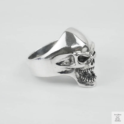 Silver Bold "Shouting Skull" Gents Ring Just Silver Jewellery