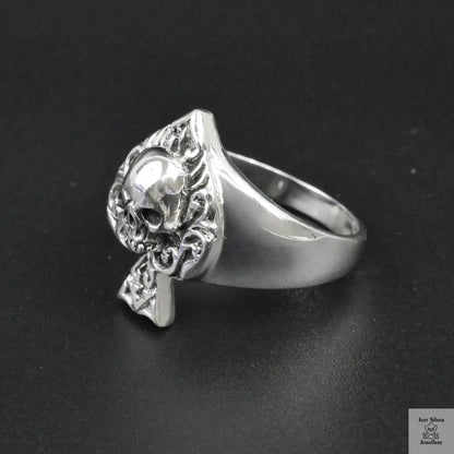 Silver Bold "Ace & Skull" Gents Ring Just Silver Jewellery