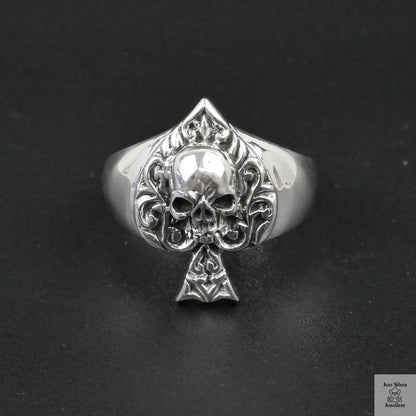 Silver Bold "Ace & Skull" Gents Ring Just Silver Jewellery