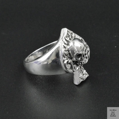 Silver Bold "Ace & Skull" Gents Ring Just Silver Jewellery